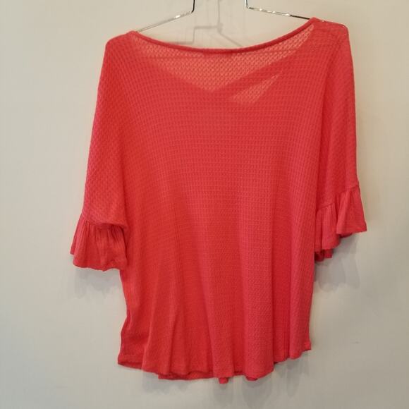 Perfect Peach Orange Oversized Cool Lightweight Tunic Top Bell Sleeves Size L - Picture 4 of 11